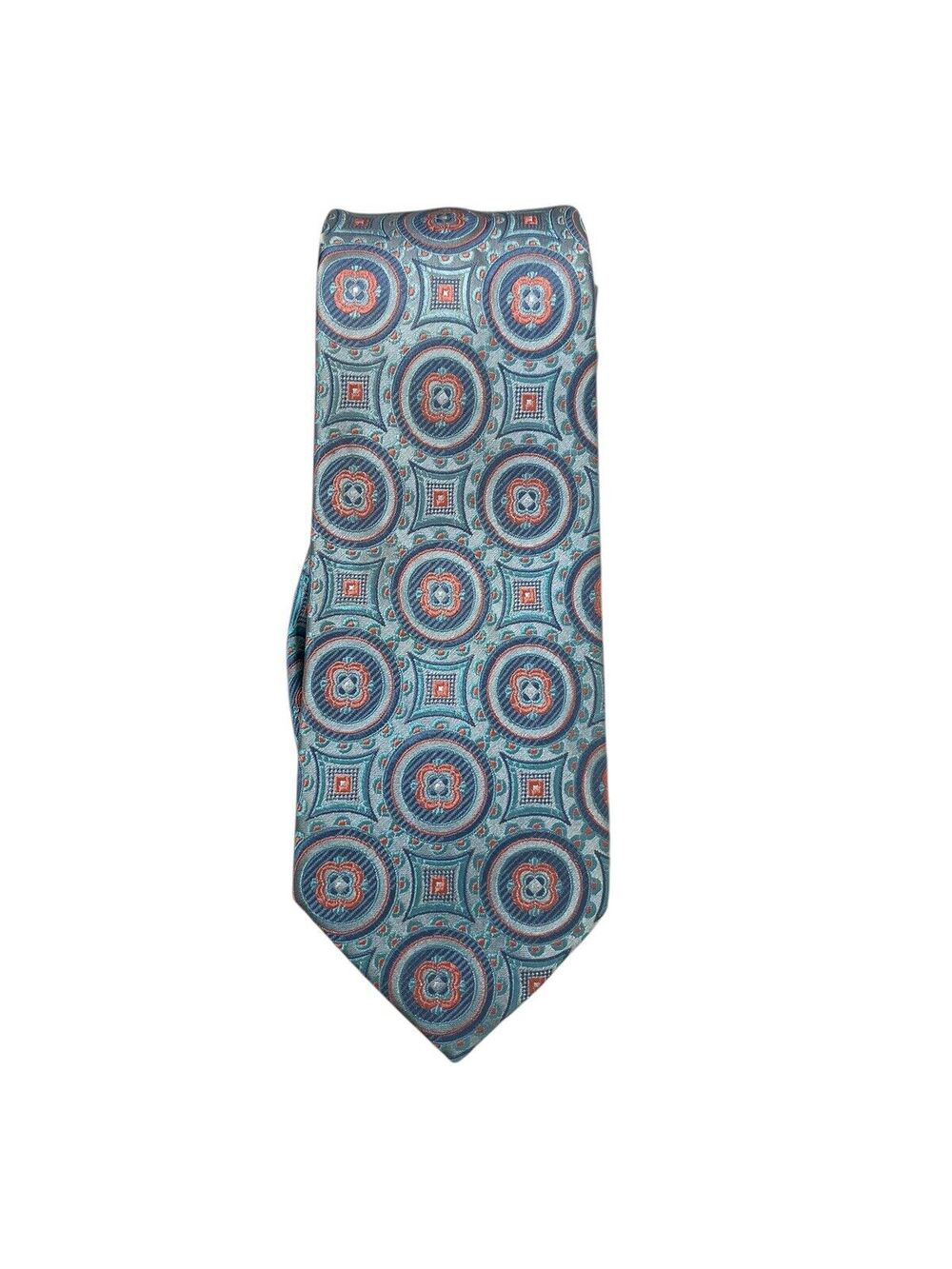 Michelsons London Tie Necktie Seven Fold Blue Geometric